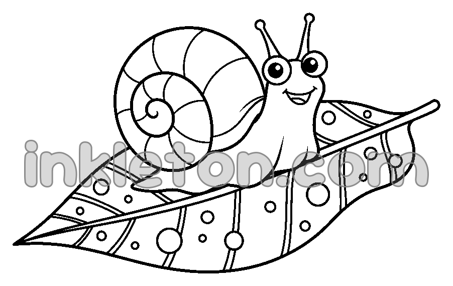 A Smiling Snail on a Leaf