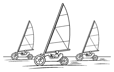 Land-Sailing Desert Race coloring page to print