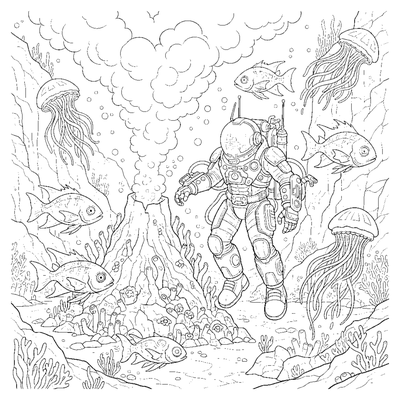 Deep Sea Explorer of the Azores coloring page to print