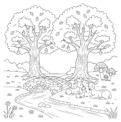 Het betoverende herfstbos kleurplaat om af te drukken