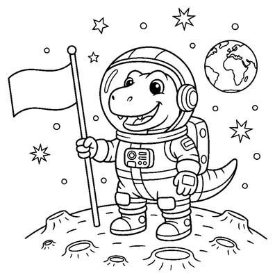 Dinosaur Astronaut on the Moon