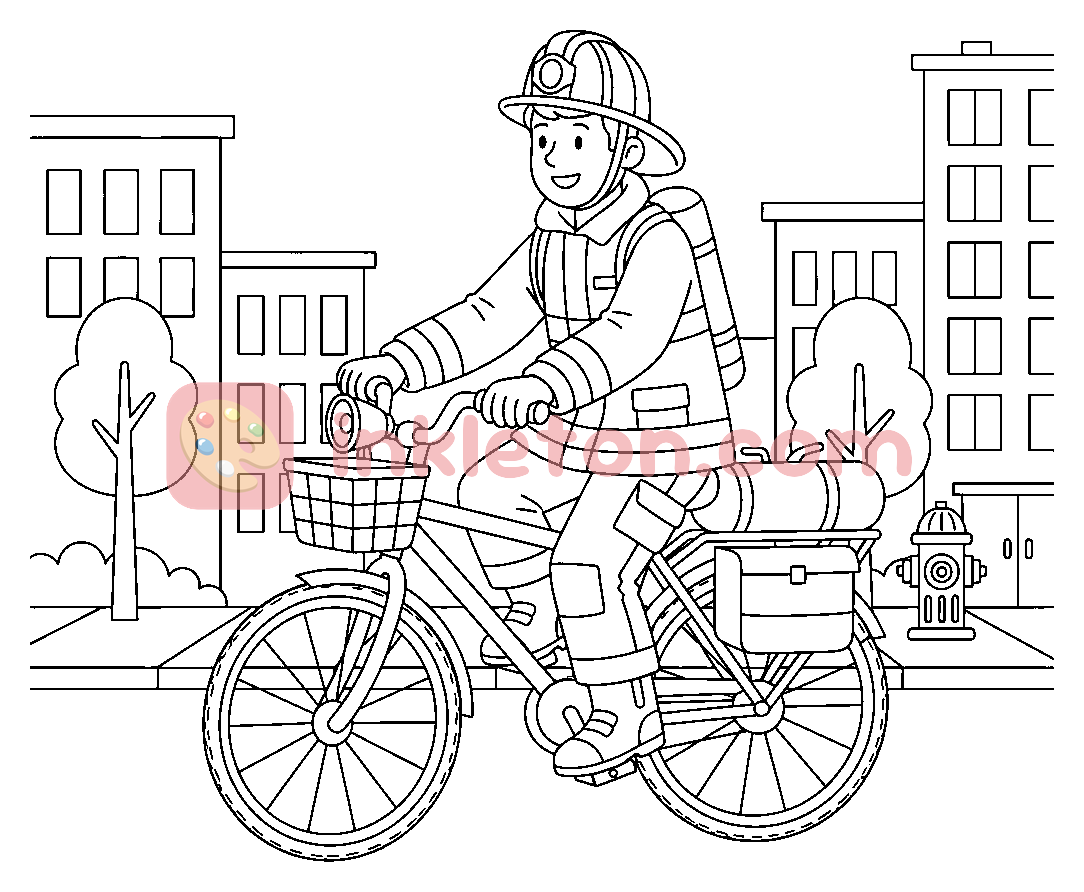 Page de coloriage Le vélo d'intervention rapide du pompier à imprimer