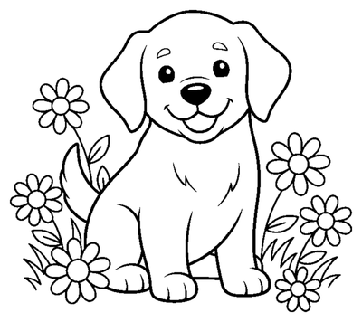 Happy Puppy in the Garden