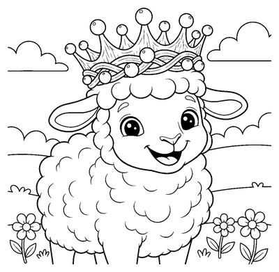 Couronne d'agneaux et de fleurs de printemps