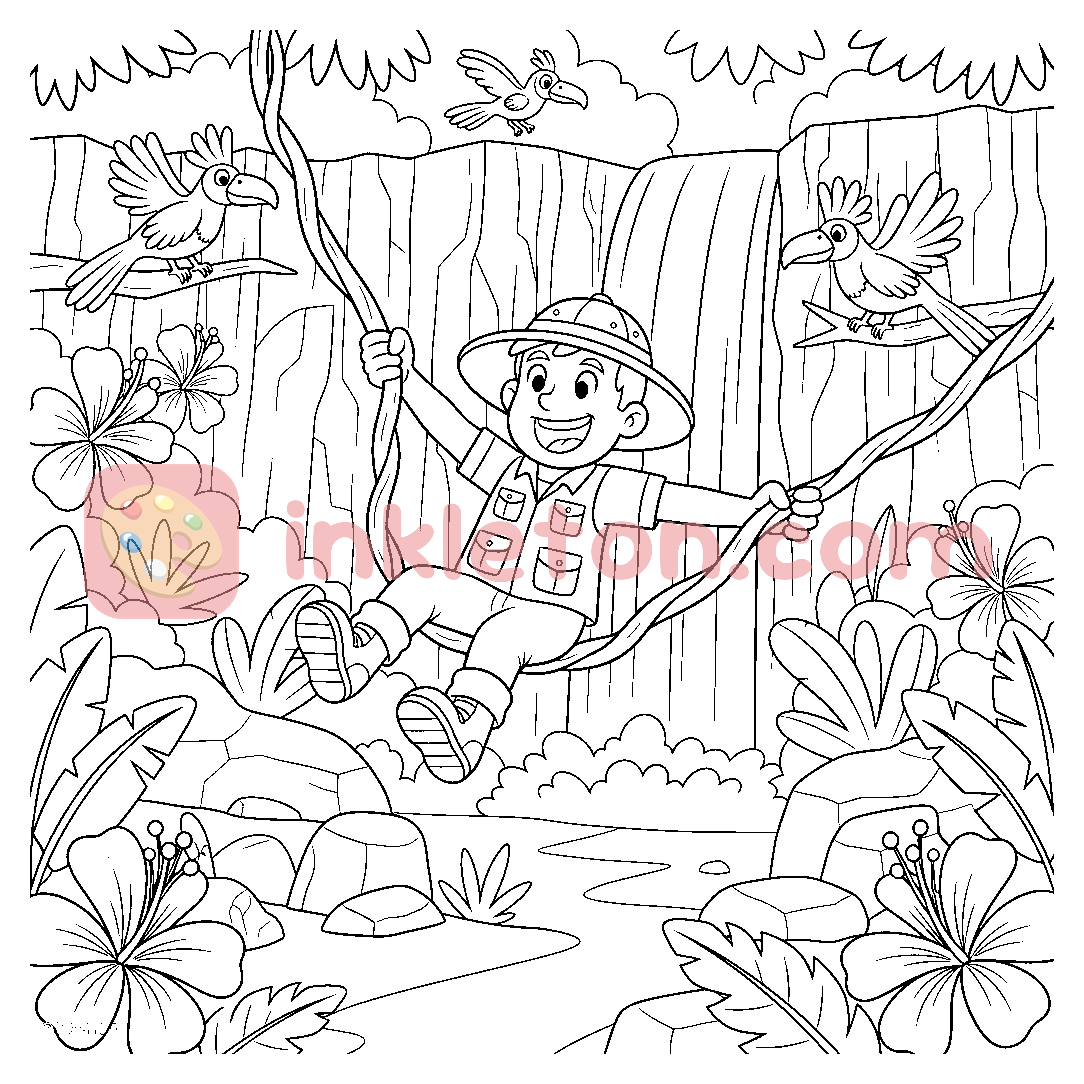 Jungle Hero's Great Escape coloring page to print