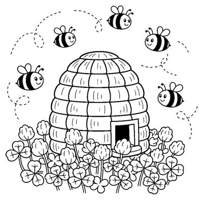 Busy Beehive in the Clover