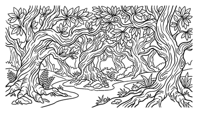 Ancient Laurel Trees of Fanal coloring page to print