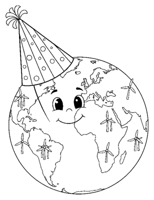 Global Wind Day Celebration Globe coloring page to print