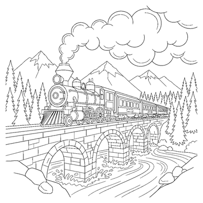 Steam Train Through the Mountains