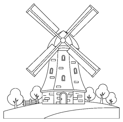 The Windmill Bakery coloring page to print