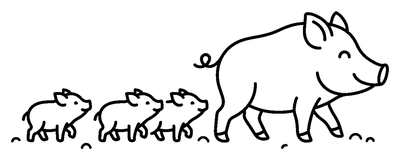 Mamma gris och smågrisar målarbild att skriva ut