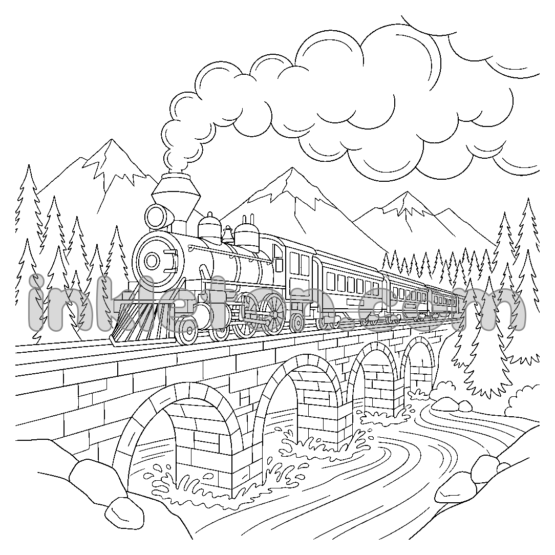 Steam Train Through the Mountains