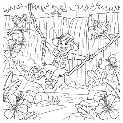 Jungle Hero's Great Escape coloring page to print
