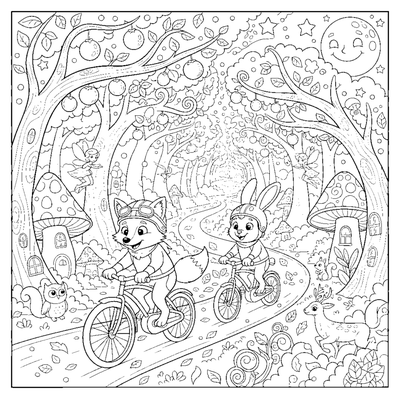 Página para colorir de A corrida da raposa e do coelho para imprimir