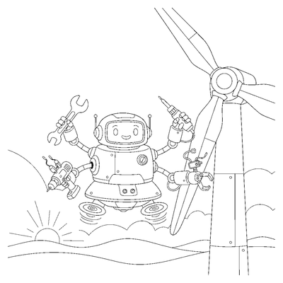 The Wind-Bot Maintenance Crew coloring page to print