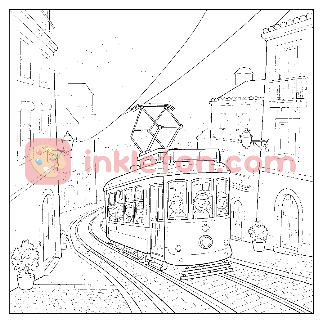 Pagina da colorare Lo storico tram giallo 28 da stampare