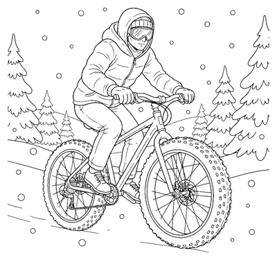 Page de coloriage Le trajet en Fat-Bike de Winter Frost à imprimer