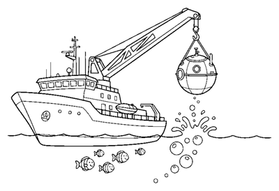 Página para colorir de Navio de investigação oceânica no Atlântico para imprimir
