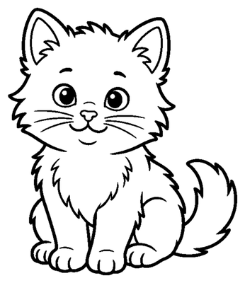 Cute Fluffy Kitten coloring page to print