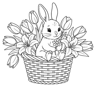 Bunny in a Flower Basket