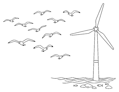 Seagulls Racing the Blades coloring page to print