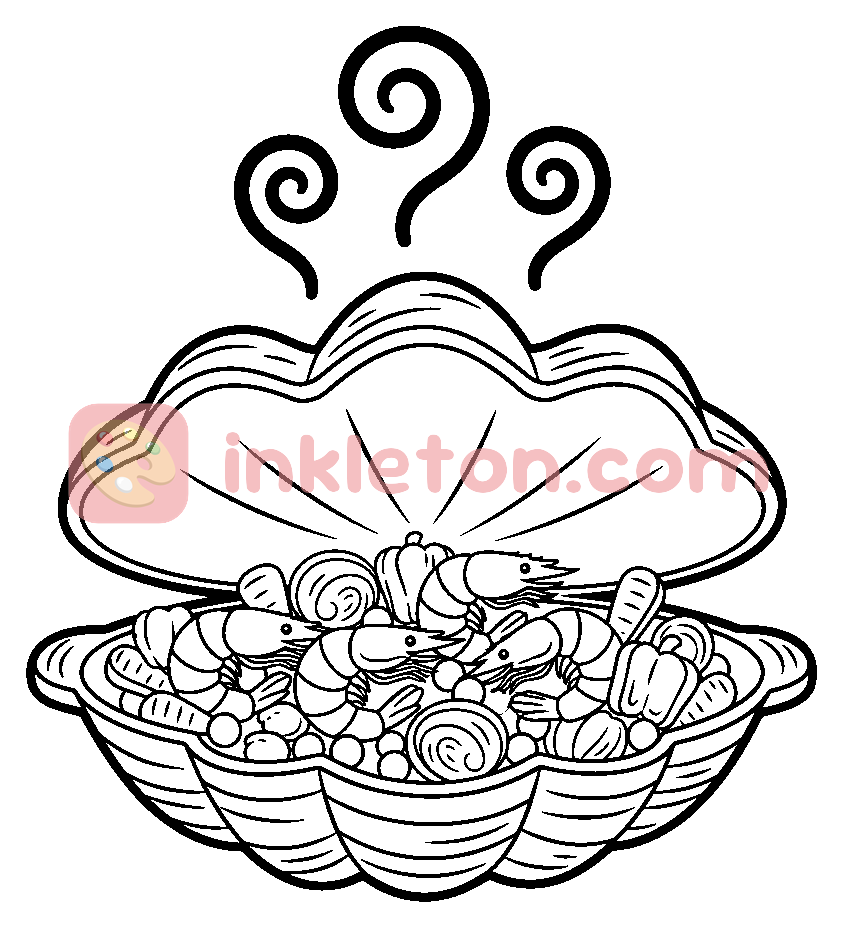 Cataplana Seafood Stew in a Copper Pot coloring page to print