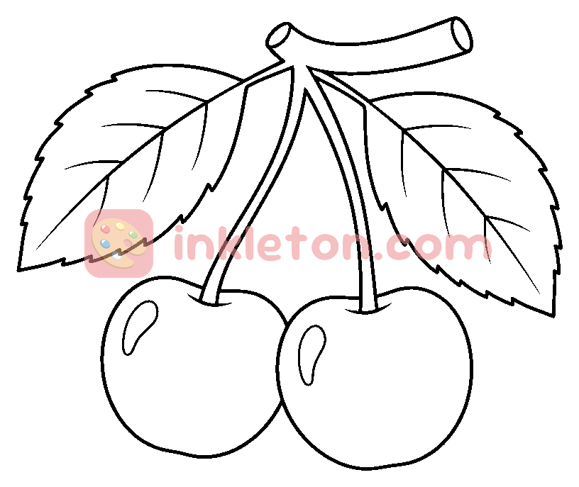 Página para colorear de Beso de tallo de cereza roja para imprimir