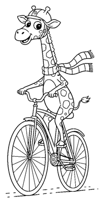 Giraffens skyhøje himmelcykel farvelægningsside til print