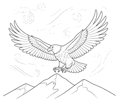Eagle Soaring on Air Currents coloring page to print