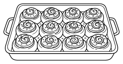 Cinnamon Rolls in a Baking Pan coloring page to print