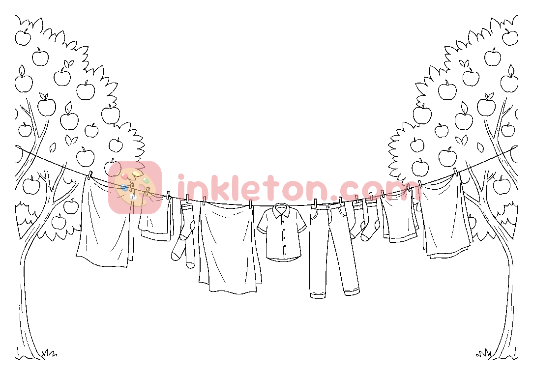 Page de coloriage Du linge frais dans la brise d'été à imprimer