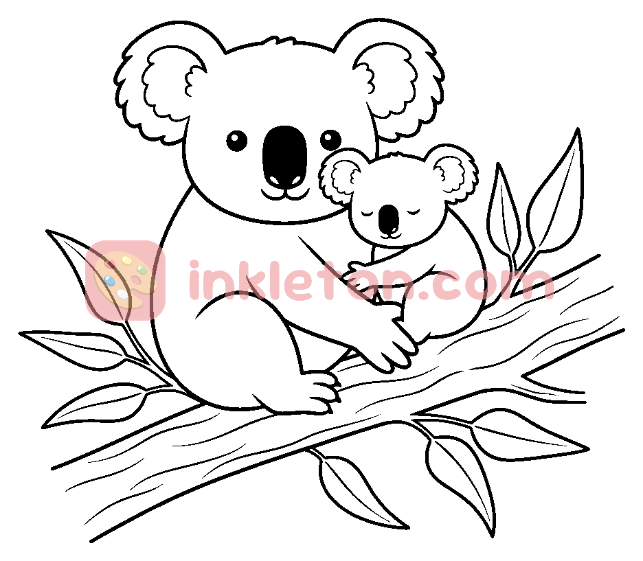 Koala Familienap kleurplaat om af te drukken