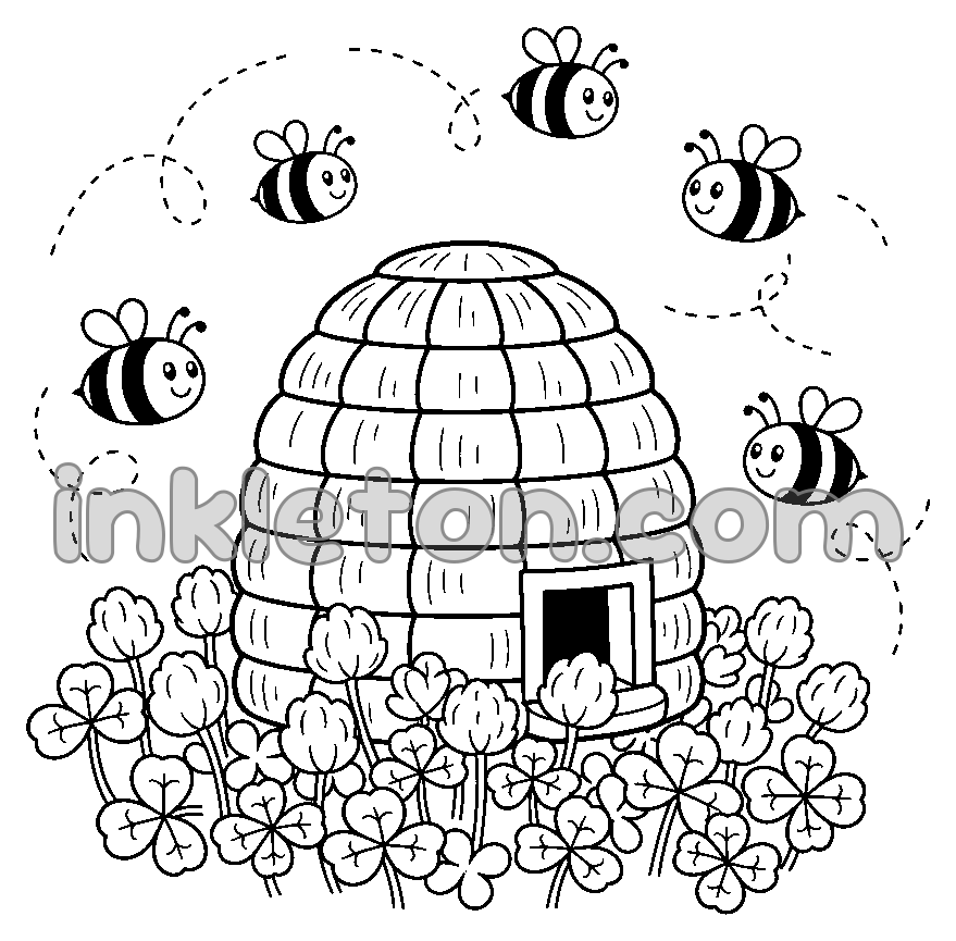 Busy Beehive in the Clover
