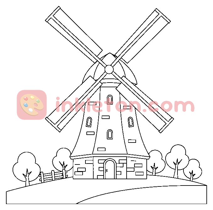 Page de coloriage Boulangerie du moulin à vent à imprimer