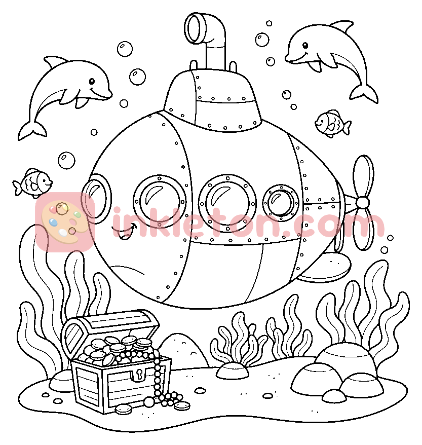 The Deep Sea Explorer Submarine coloring page to print