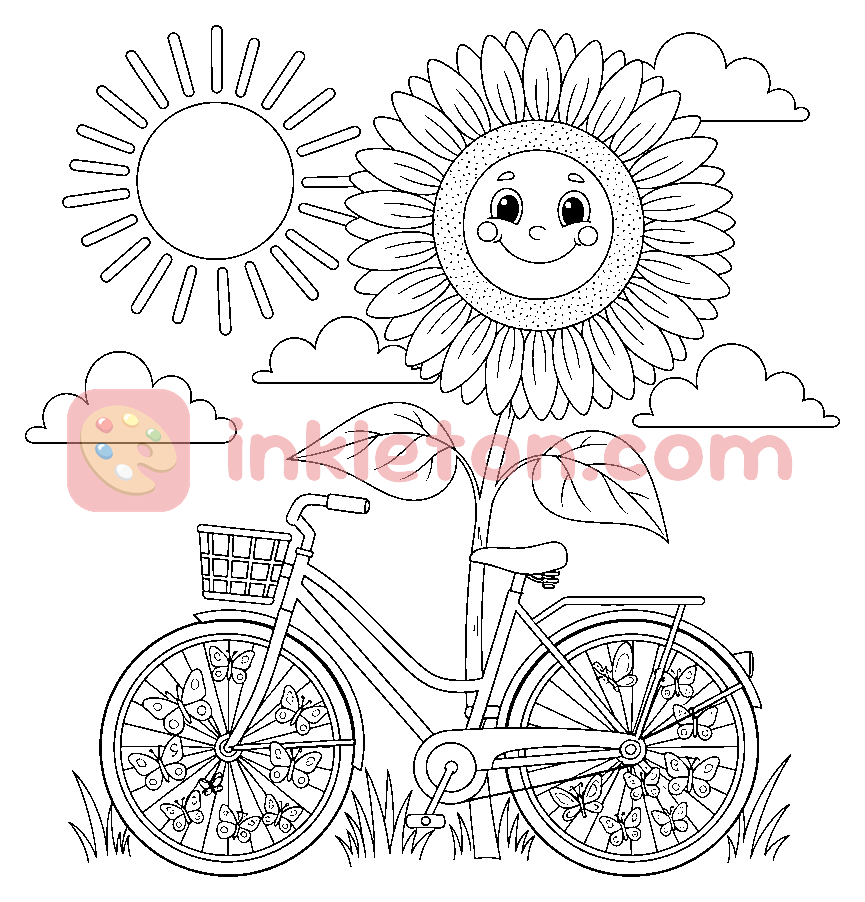 Sunflower Summer Ride målarbild att skriva ut