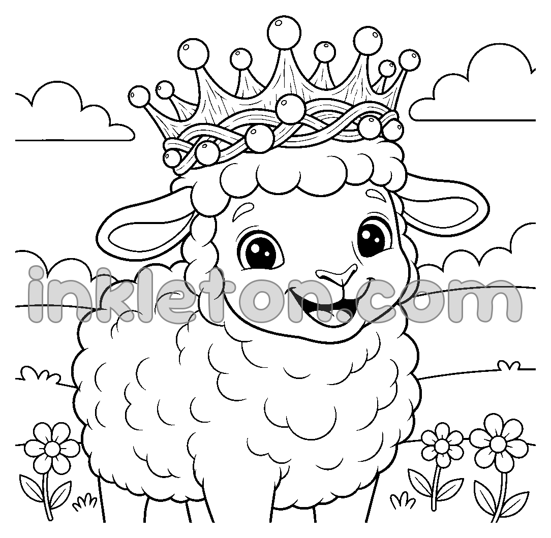 Couronne d'agneaux et de fleurs de printemps