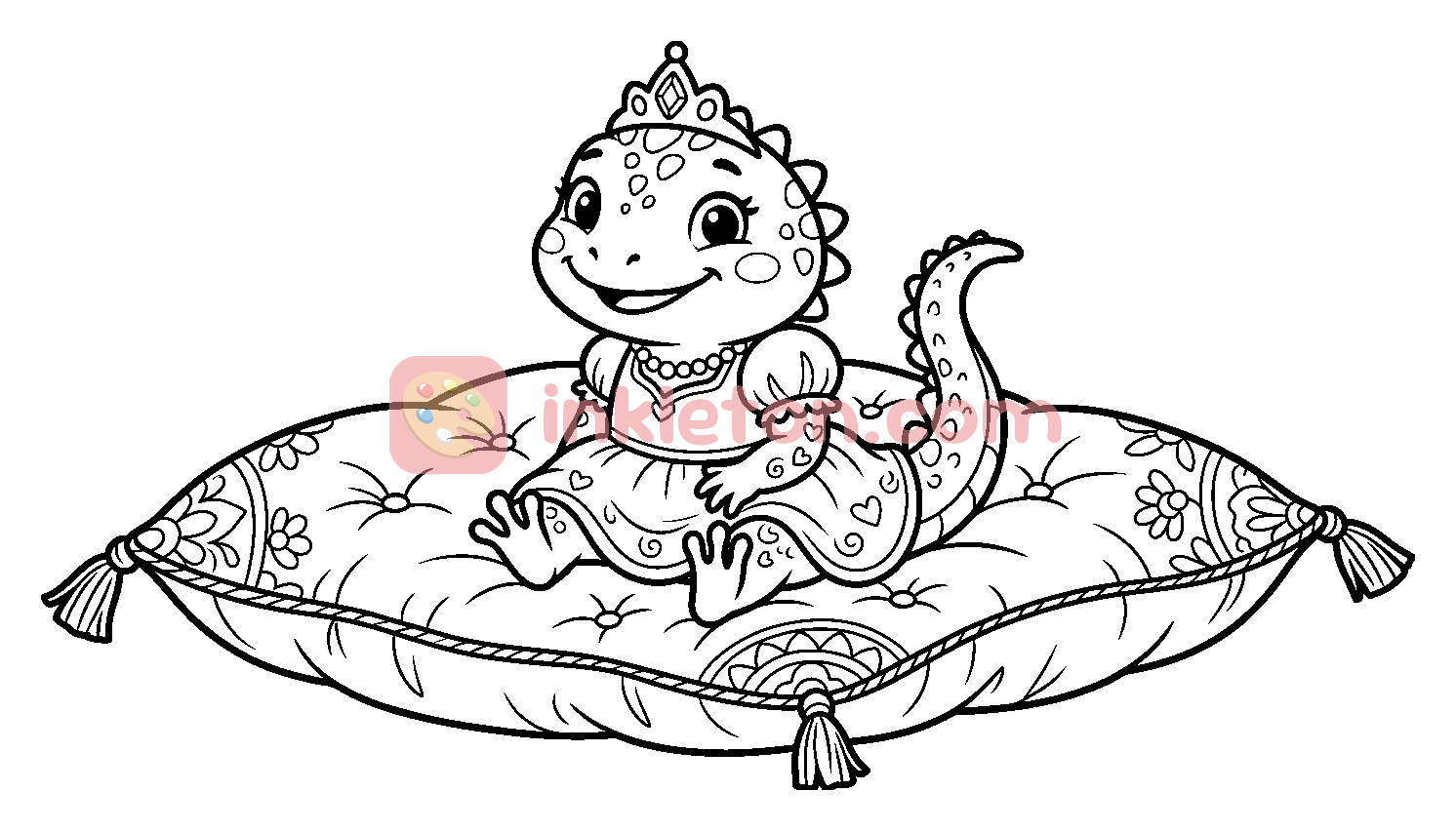 Princess Lizard Wearing a Tiara coloring page to print
