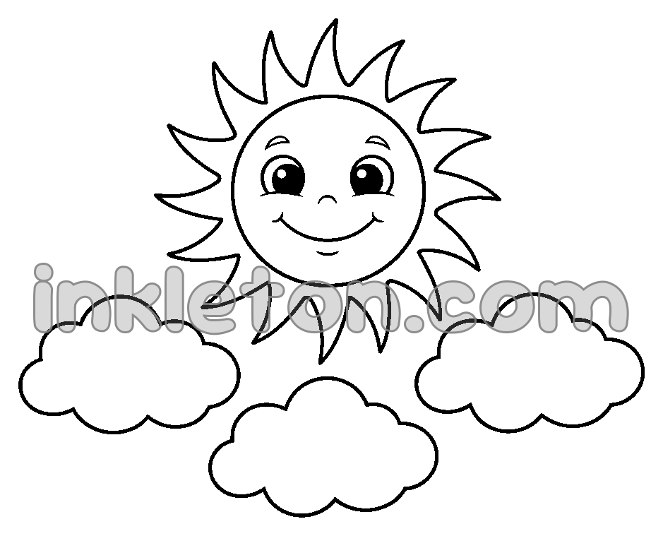 Iloinen aurinko ja pörröiset pilvet