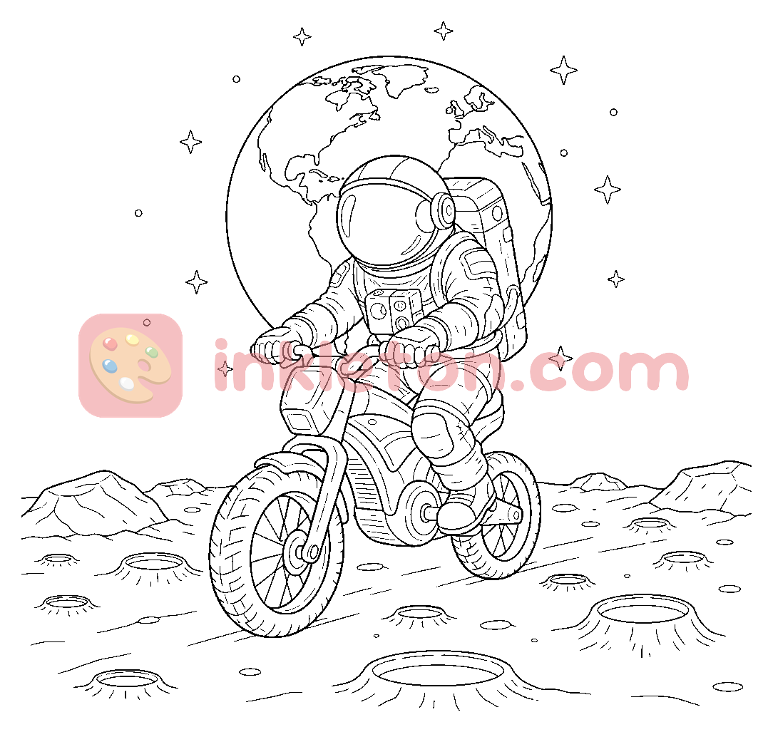 Page de coloriage Vélo du rover lunaire à imprimer