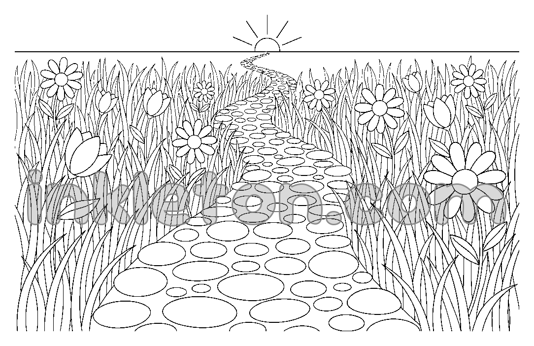 Der gewundene Blumenpfad